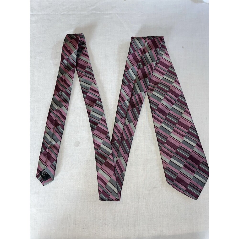 David Taylor Dress Tie Men’s Size 56” Pink Gray 100% Polyester Formal